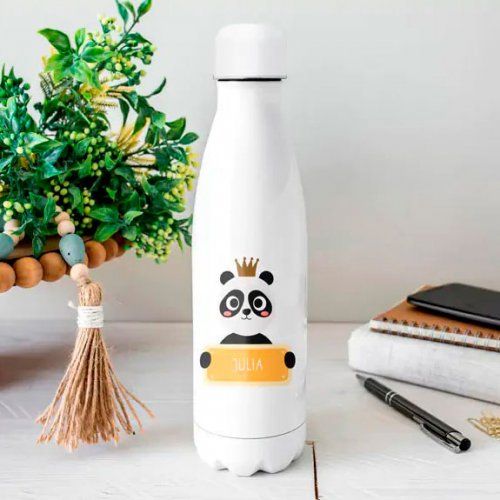 Botella de acero personalizada con un oso panda