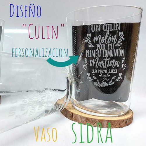 Vasos de sidra personalizados con diferentes frases inspiradoras